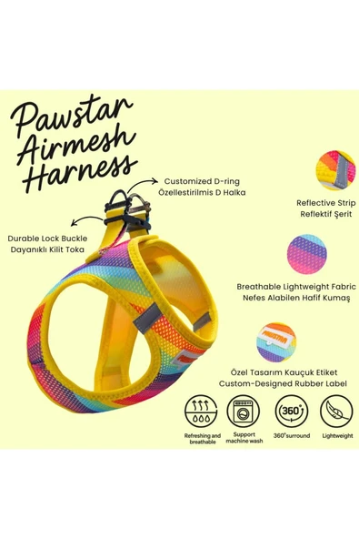 Pawstar Frog Air-mesh Göğüs Tasması Kedi Köpek Göğüs Tasması Kurbağa Desenli Köpek Tasması - 7