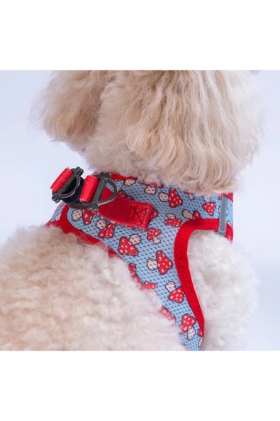 Pawstar Mushroom Air-mesh Göğüs Tasması Kedi Köpek Göğüs Tasması Mantar Desenli Köpek Tasması - 3