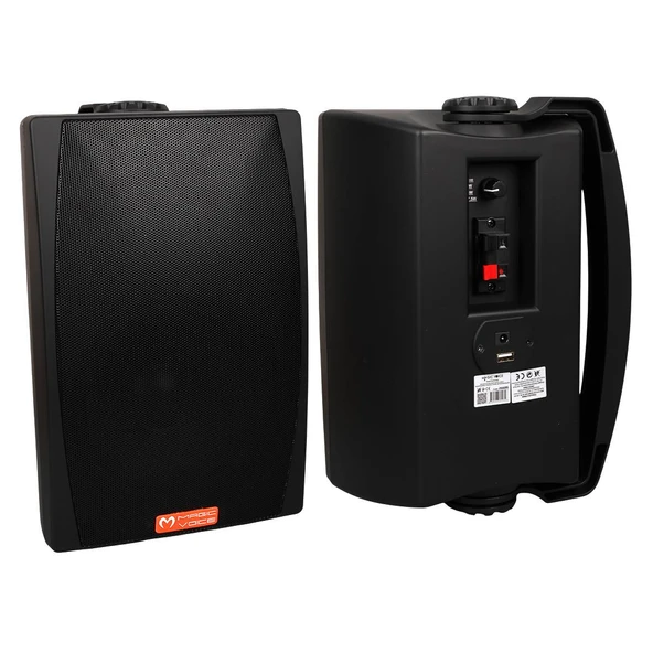 Magicvoice MV-03 16 CM 60 Watt Komütatörlü Hat Trafolu Siyah Sütun Hoparlör 2'Li Okul Cami Konferans Salonu Hoparlörü