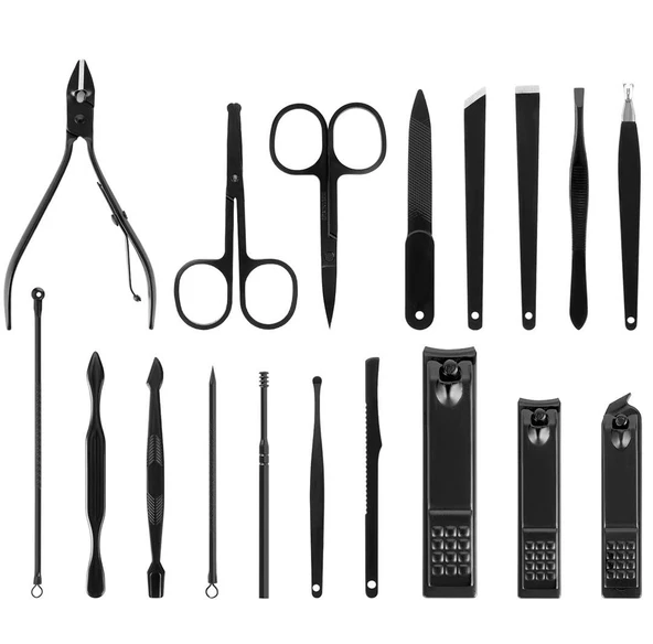 Ayt Sunup SN-27099 Siyah Paslanmaz Çelik 18in1 Profesyonel Manikür Tırnak Bakım Seti Tırnak Bakım - 4
