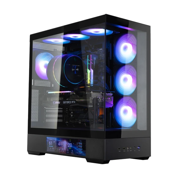 ZALMAN P40 DS BLACK ATX MID TOWER SIYAH KASA 2 X USB 3.0, 1 X USB Type-C,1 X Mikrofon, 1 X Kulaklık, 4x 120mm ARGB Fan - Resim 10