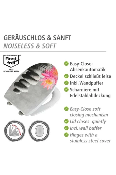 Wenko Yavaş Kapanma Mekanizmalı Klozet Kapağı Nilüfer Grisi, Pembe - Resim 3