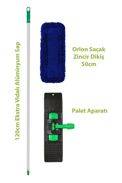 SENAX 50 Cm Akrilik (ORLON) Zincir Dikiş Mop – Saplı, Statik Elektrikli Kuru Ve Nemli Temizlik Mopu ürün görseli