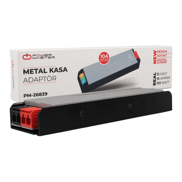 Ayt Powermaster PM-26839 12 Volt 10 Amper 120 Watt Slim Metal Kasa Adaptör Voltaj Göstergeli 189X51x27mm - 5