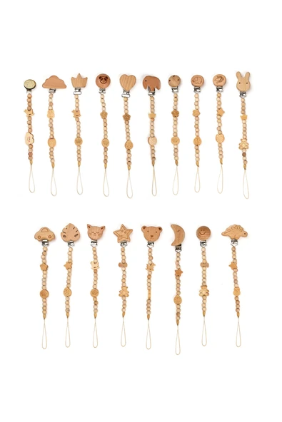 Bebek Doğal Ahşap Emzik Zinciri Karışık - CSYA1000- Yenidoğan - 2