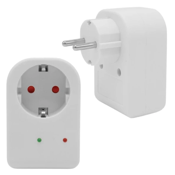 Powermaster PM-18521 Durum Ledli Akım Korumalı Tekli Priz 16 Amper - 3500 Watt Tekli Beyaz - 2