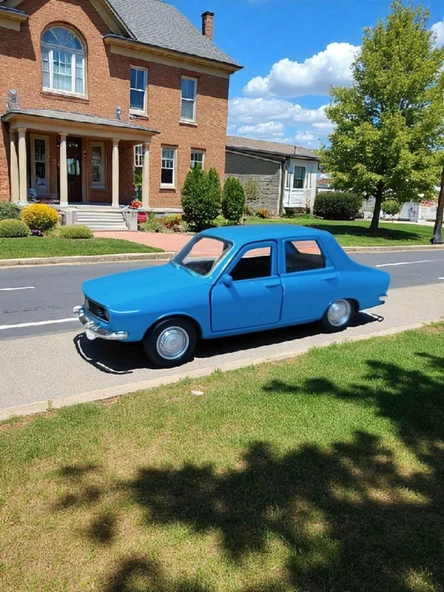 Nostaljik Metal Çek Bırak Mavi Araba Renault 12 Kapılar Açılır - 2