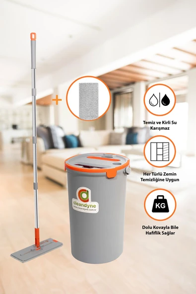 SENAX Akıllı Mop Paspas Seti – Temiz & Kirli Su Ayırma Özellikli, 360° Dönebilen Başlık Yedek Moplu ürün görseli