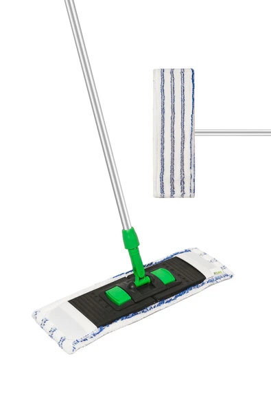 SENAX Mavi-beyaz Mikrofiber Peluş Mop Bezi – 50 Cm, Saplı, Cepli, Yüksek Emicili - Resim 2