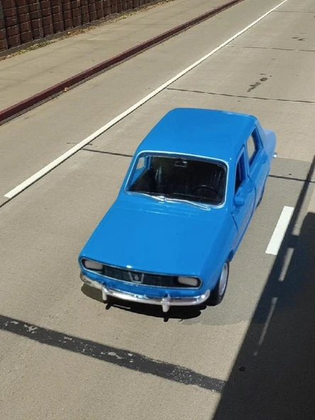 Nostaljik Metal Çek Bırak Mavi Araba Renault 12 Kapılar Açılır - 5