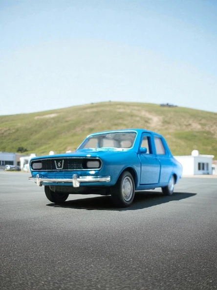 Nostaljik Metal Çek Bırak Mavi Araba Renault 12 Kapılar Açılır - 3