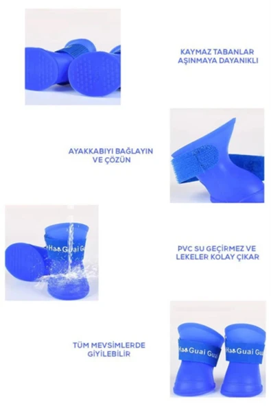 Kedi ve Köpek Pati Ayakkabısı – Silikon Kaymaz Tabanlı, Cırt Cırtlı, Çok Renkli & Farklı Beden Seçenekleri (Stoktan Gönderim) - 5