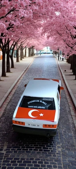 Nostaljik Metal Çek Bırak Türk Bayraklı Beyaz Tofaş Şahin Araba Kapılar Açılır - 3