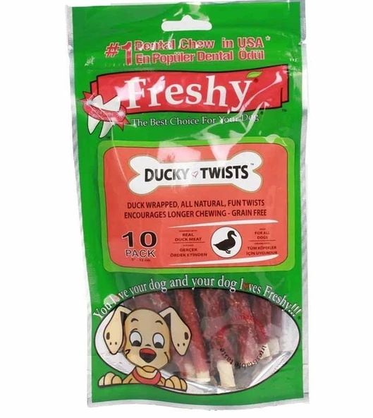 Freshy Ducky Twists Ördek Etli Burgu Çubuk Köpek Ödülü 90 Gr 10'lu - 1