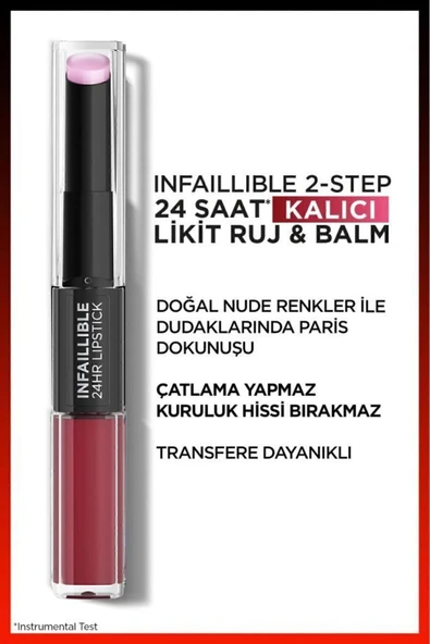 L'Oreal Paris L'oréal Paris Infaillible 2-step 24 Saat Kalıcı Likit Ruj & Balm - 302 Rose Eternite - 2