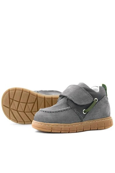 Rakerplus Hakiki Deri Gri Yeşil Cırt Cırtlı Bebek Bot - Resim 7