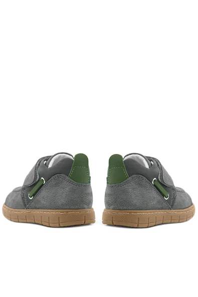 Rakerplus Hakiki Deri Gri Yeşil Cırt Cırtlı Bebek Bot - Resim 9