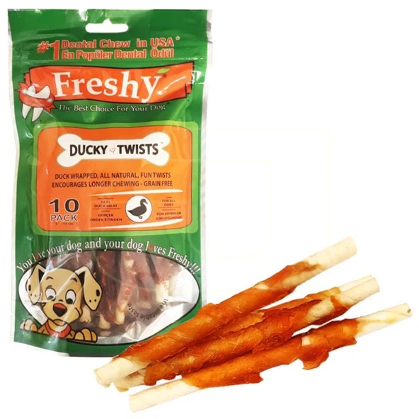Freshy Ducky Twists Ördek Etli Burgu Çubuk Köpek Ödülü 90 Gr 10'lu - 2