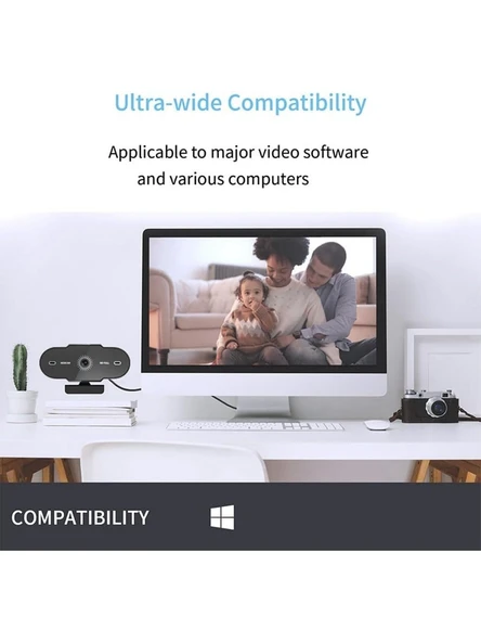 CoverZone Webcam 1080P USB Kablolu Tak Çalıştır Konferans Kamera Dahili Mikrofon Chat Görüntülü Sohbet Yayın Kamerası Hd Video Web Kamerası A6 Web Cam (A6) - Resim 4