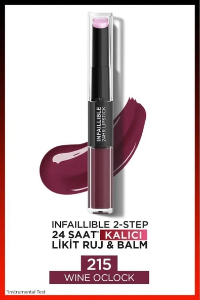 L'Oreal Paris Infaillible 2-step 24 Saat Kalıcı Likit Ruj & Balm - 215 Wine Oclock - 1