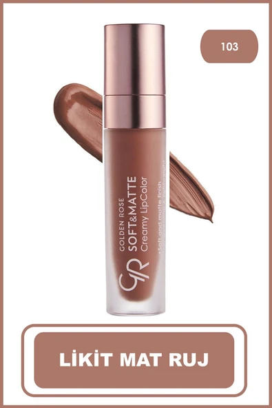 Golden Rose Soft&Matte Creamy Lipcolor 103 Jojoba ve Avokado Yağlı Yumuşak Mat Likit Ruj 5,5 ml - 1