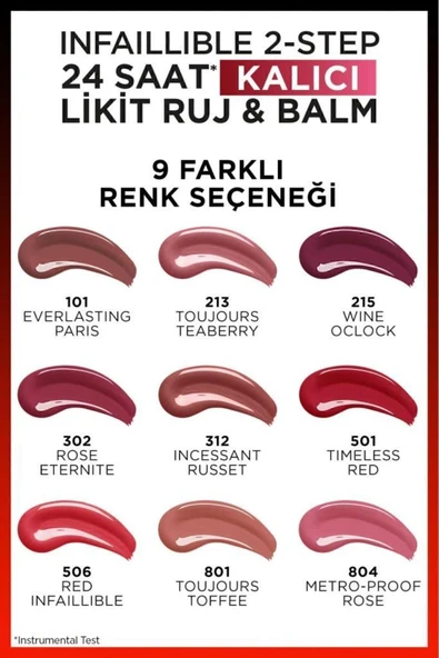 L'Oreal Paris Infaillible 2-step 24 Saat Kalıcı Likit Ruj & Balm - 215 Wine Oclock - 6
