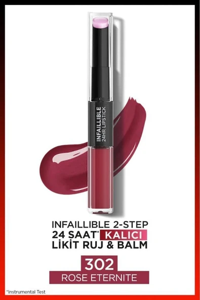L'Oreal Paris L'oréal Paris Infaillible 2-step 24 Saat Kalıcı Likit Ruj & Balm - 302 Rose Eternite - 1