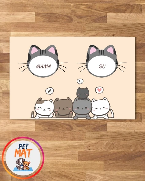 Petmat KEdi Mama Paspası , Kaymaz Taban , Yıkanabilir , Evcil Hayvan Paspası