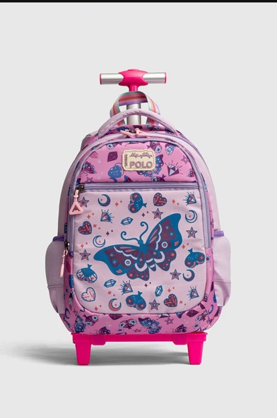 2217-My Polo Anatomik Sırt Yapılı Unisex Işıklı Tekerlekli İlkokul Çantası - Resim 3