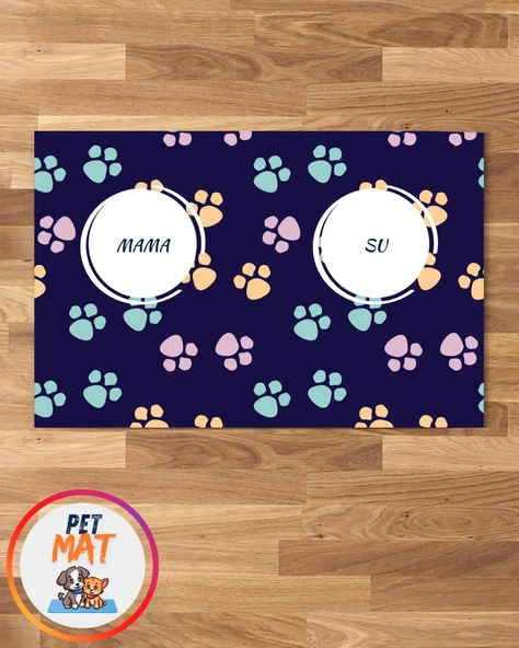 Petmat KEdi veya Köpek Mama Paspası , Kaymaz Taban , Yıkanabilir , Evcil Hayvan Paspası