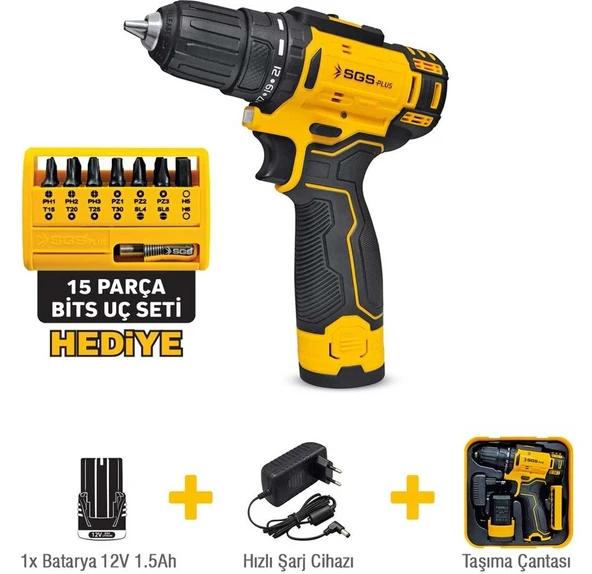 Sgs 5147 Akülü Vidalama Matkabı 12V Tek Akülü 1,5AMPER ürün görseli