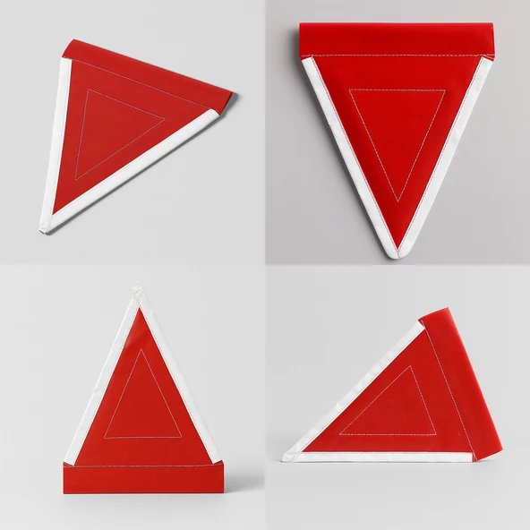 25x15 Cm Kırmızı Üçgen Branda Flama Bayrak Araç Dayanıklı İş Güvenlik Uyarı İşaretleme Aksesuarı - Resim 2