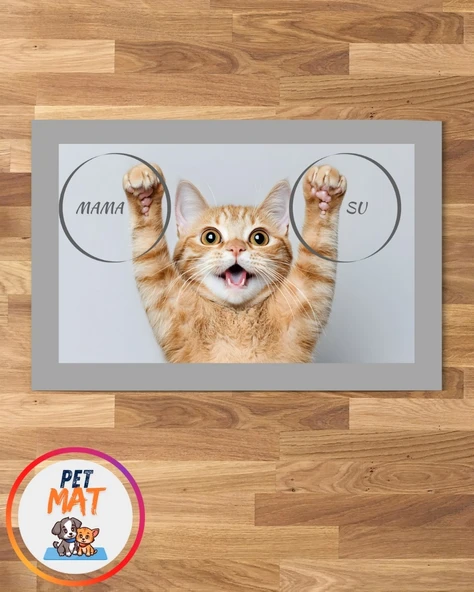 Petmat Kedi Mama Paspası , Kaymaz Taban , Yıkanabilir , Evcil Hayvan Paspası