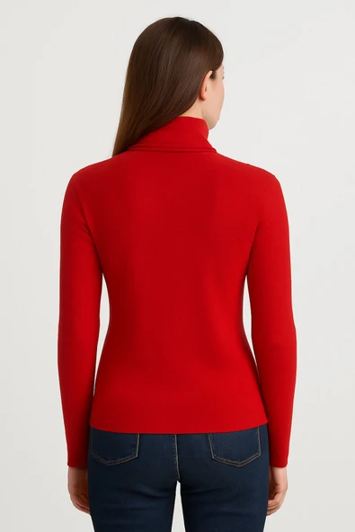 ribac 3'lü Paket Kadın Basic Tam Balıkçı Yaka Kazak - Resim 6