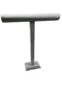 Süet Kaplama Gri Renk Uzun 48/41 cm Kolye -Tesbih Sergileme Standı - Resim 2