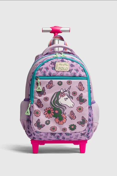 2217-My Polo Anatomik Sırt Yapılı Unisex Işıklı Tekerlekli İlkokul Çantası - Resim 5