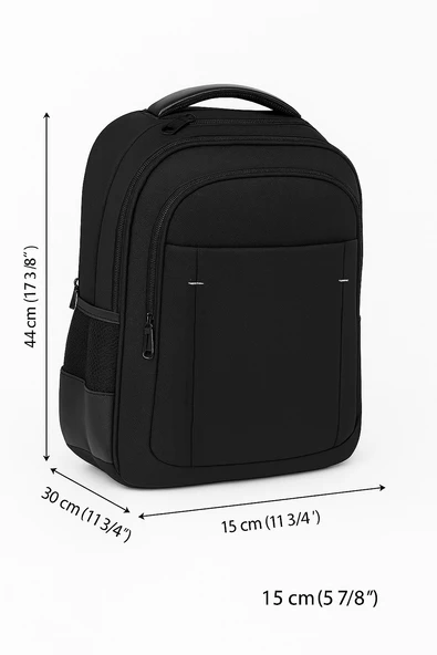 Laptop Sırt Çantası 15.6 inç - Deri Detay, Su Geçirmez, Hafif, Çok Gözlü 8683255013968 - 4