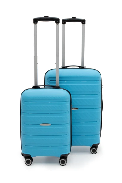 Artemis Polipropilen&Kırılmaz 2'li Valiz Seti Orta&Kabin - Mavi