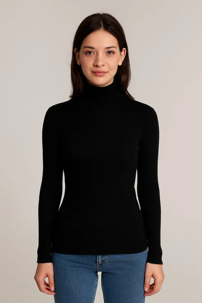 ribac 3'lü Paket Kadın Basic Tam Balıkçı Yaka Kazak - Resim 2