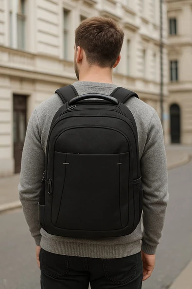 Laptop Sırt Çantası 15.6 inç - Deri Detay, Su Geçirmez, Hafif, Çok Gözlü 8683255013968 - 2