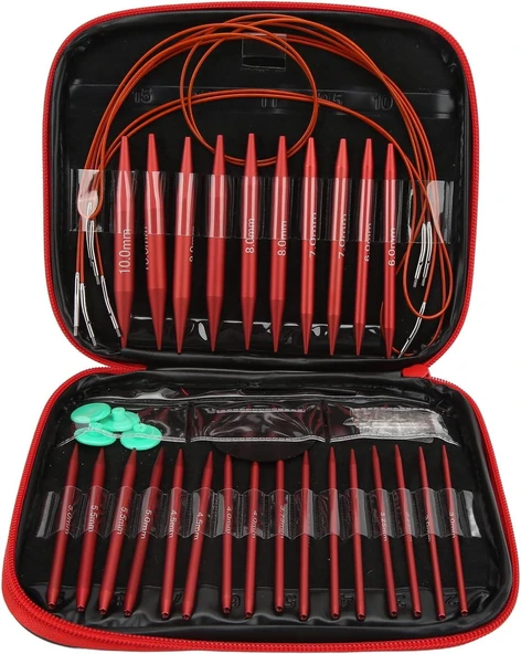 Valkyrie Değiştirilebilir Örgü Şiş Seti Ayrılabilir Dairesel Şişler Profesyonel Örgü İçin Çok Amaçlı Set - 7