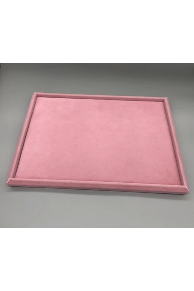 Sertex Kumaşı Pembe Renk 24/34 Cm Takı Servis Kutu Tabla - Resim 3