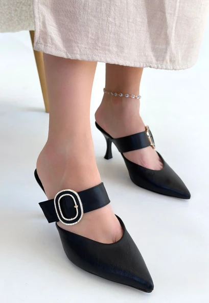 Pabucmarketi Siyah Kadın Topuklu Terlik ürün görseli