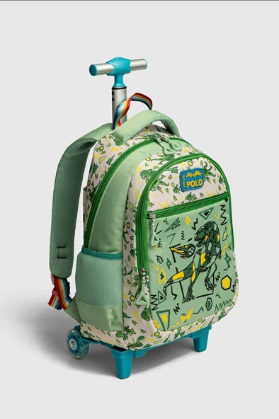 2217-My Polo Anatomik Sırt Yapılı Unisex Işıklı Tekerlekli İlkokul Çantası - Resim 8