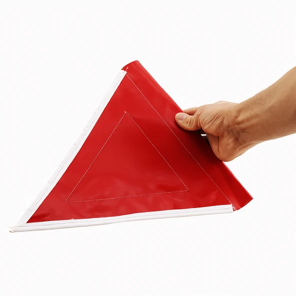 30x30 Cm Kırmızı Üçgen Branda Flama Bayrak Araç Dayanıklı İş Güvenlik Uyarı İşaretleme Aksesuarı - Resim 2