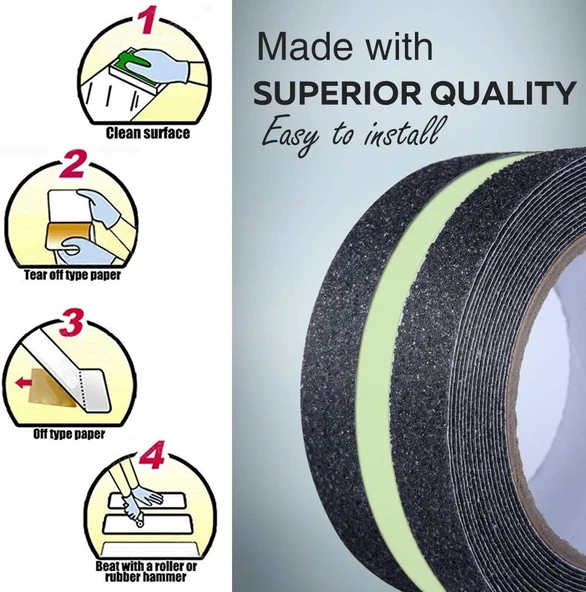 Fosforlu Kaydırmaz Bant 5cmx3m Yeşil Fosforlu Merdiven Bandı 50mm Fotolümenli - 6