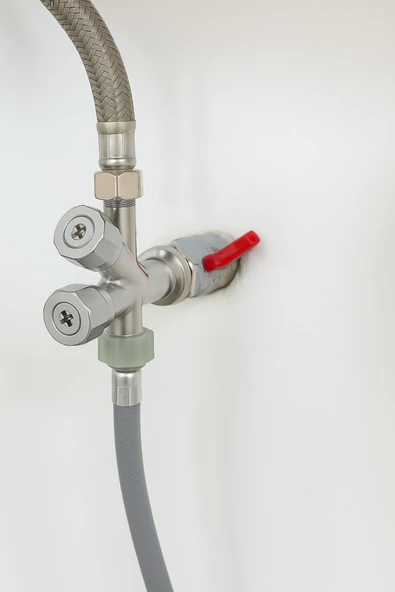 DESIPHON Dual Ara Musluk | Çamaşır & Bulaşık Makinesi Musluğu | 1/2” Giriş, 2 Çıkış, Pirinç Gövde - 3