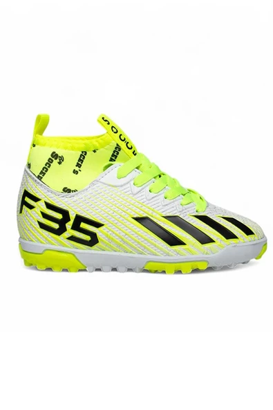 Celira Bys Beyaz Sarı Erkek Çocuk Çoraplı Halısaha Ayakkabı ürün görseli