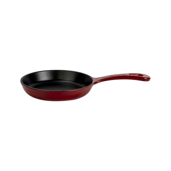 Lava Döküm Yuvarlak Kızartma Tavası Yekpare Saplı. Çap(Ø)16cm.-Bordo - 1
