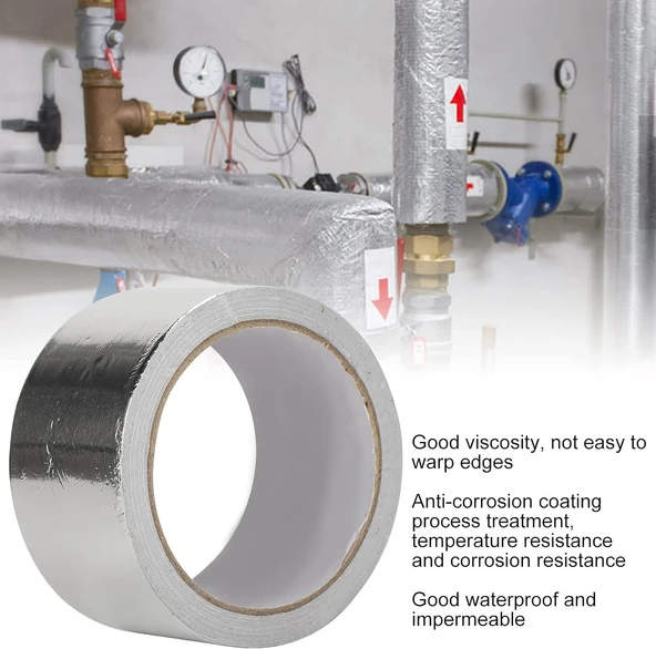 Alüminyum Folyo Bant Yanmaz Kombi Soba Borusu Bandı 48mm X 5M - 3